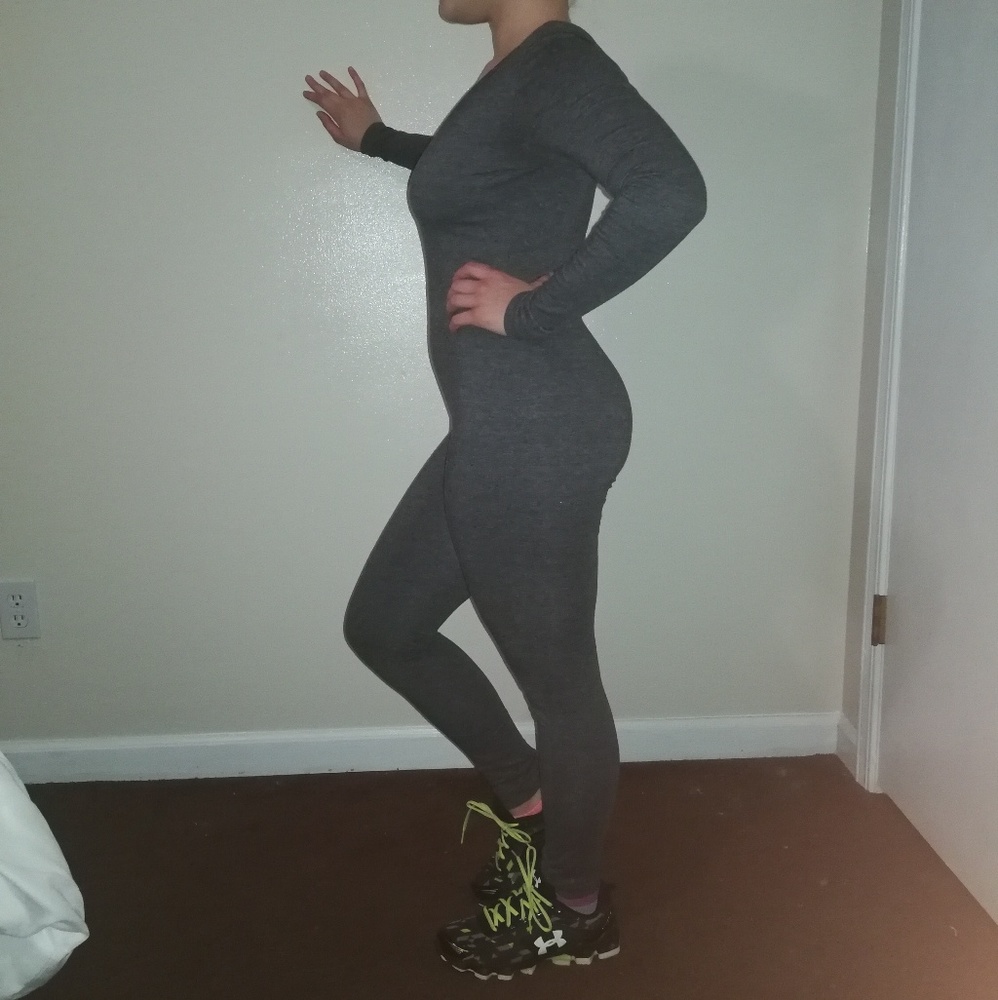 Long sleeve grey one piece